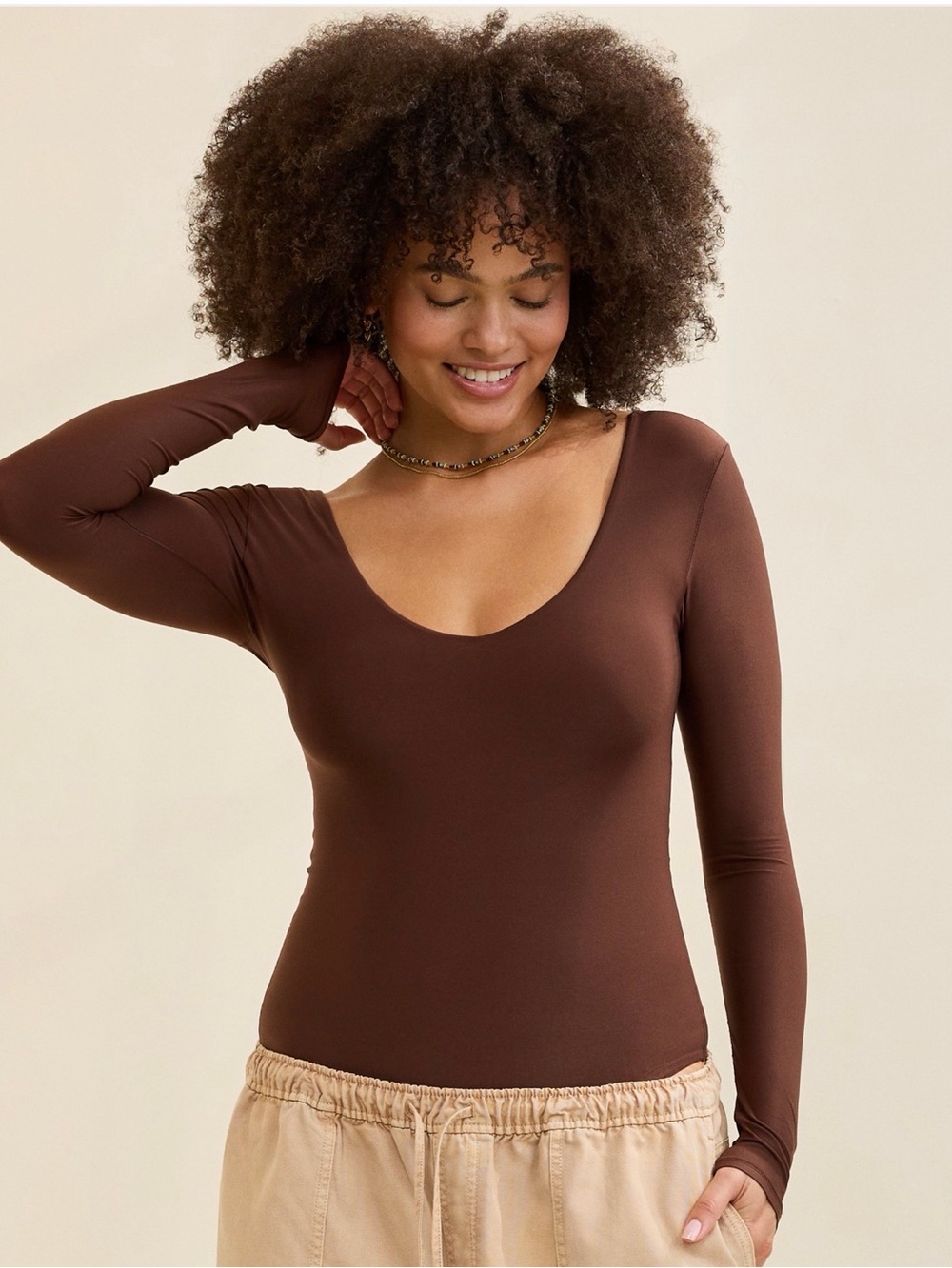 NWT Aerie SMOOTHEZ Long Sleeve Plunge Bodysuit